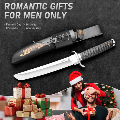 Stainless steel multi-functional outdoor camping knife, wooden handle, customizable as DIY gift, suitable for food/fruits purposes