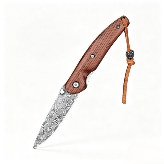 Damascus steel lightweight everyday pocket knife, small folding outdoor multi-purpose EDC hunting tool folding knife
