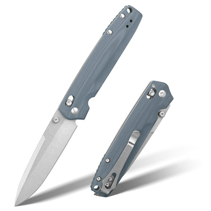 Portable Folding Knife – Stainless Steel Blade, G10 Handle, Tactical/Camping/Outdoor Pocket Knife with Clip