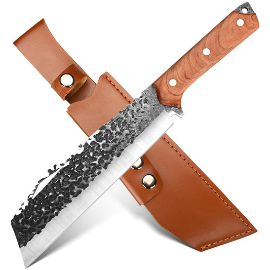 Versatile Household Use Outdoor Knives for Camping Straight Hand-Forged Axe for Chopping Firewood Wood Handle