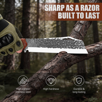 Versatile Household Use Outdoor Knives for Camping Straight Hand-Forged Axe for Chopping Firewood Wood Handle