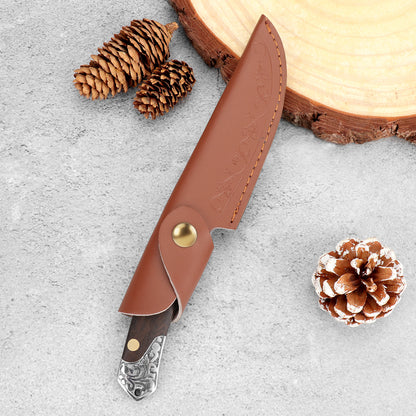 Classic wooden handle, stainless steel fixed blade outdoor survival hunting knife set, suitable for DIY and OEM customization.