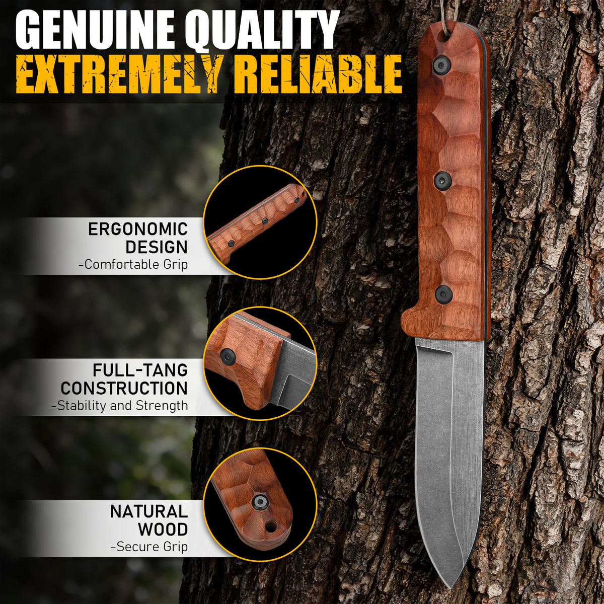 Stainless Steel Straight-Edge Bowie Knife for Outdoor Camping