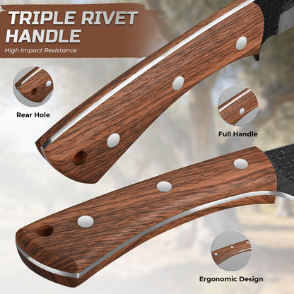 Multifunctional Hand-Forged Household/Camping Knife with Wooden Handle (Suitable for Chopping Wood)