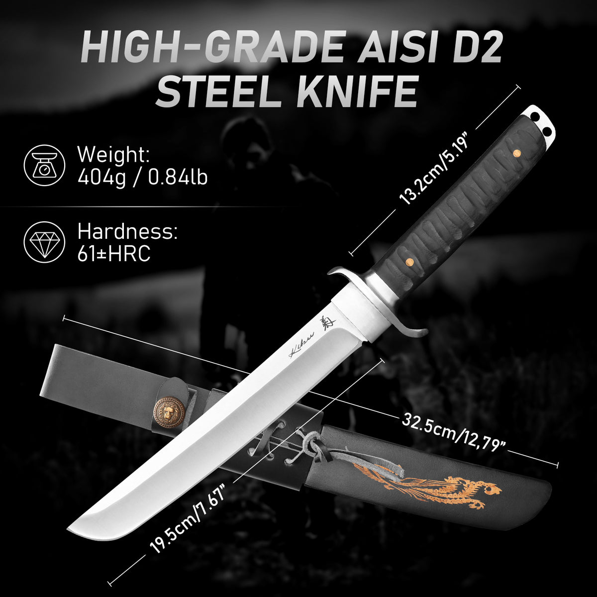 Stainless steel multi-functional outdoor camping knife, wooden handle, customizable as DIY gift, suitable for food/fruits purposes