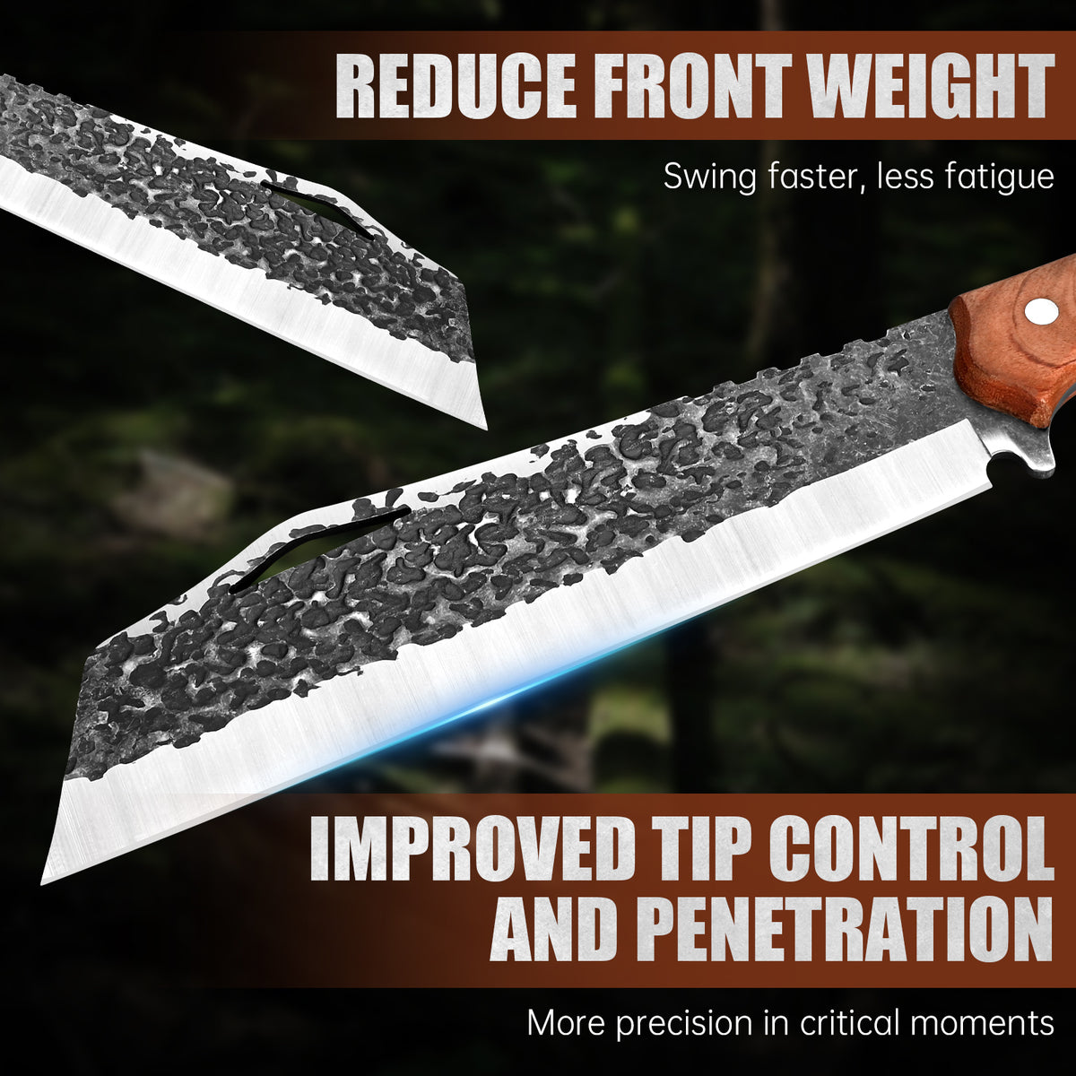Multifunctional Hand-Forged Household/Camping Knife with Wooden Handle (Suitable for Chopping Wood)