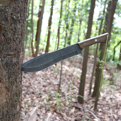 Heavy-duty wilderness survival camping knife, fixed-blade hunting knife, jungle knife, with leather sheath
