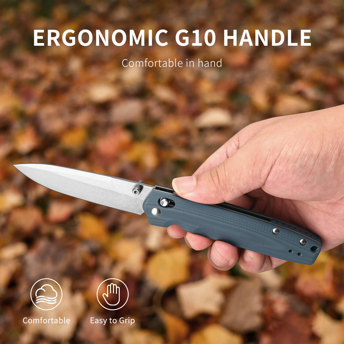 Portable Folding Knife – Stainless Steel Blade, G10 Handle, Tactical/Camping/Outdoor Pocket Knife with Clip