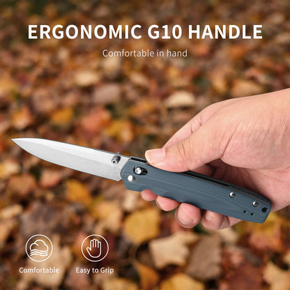 Portable Folding Knife – Stainless Steel Blade, G10 Handle, Tactical/Camping/Outdoor Pocket Knife with Clip