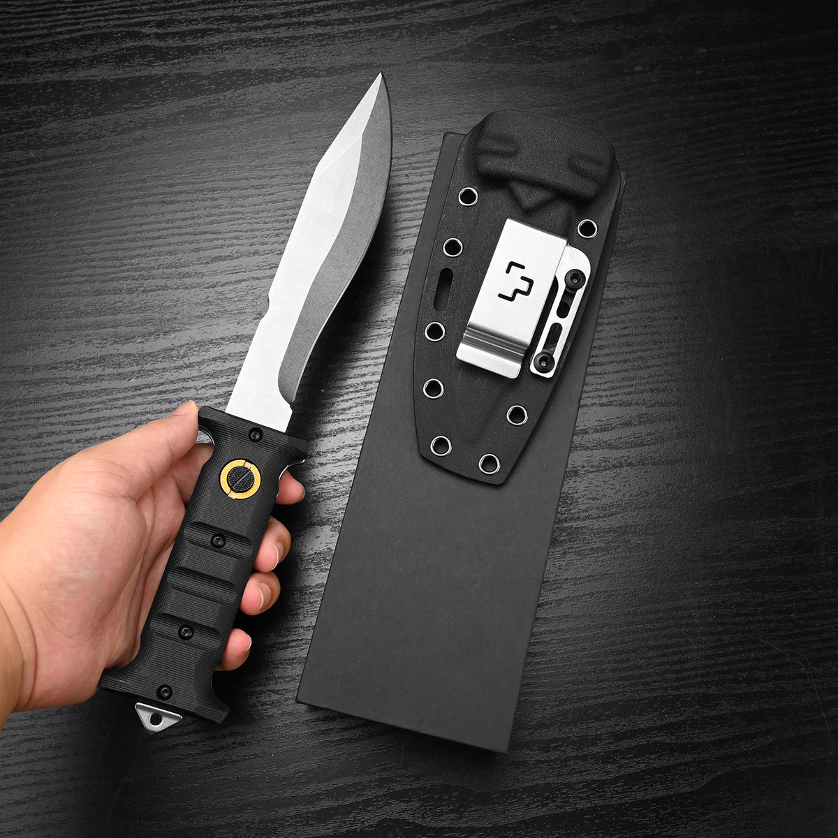 D2 steel camping telescopic knife, high-quality DIY TPE handle.