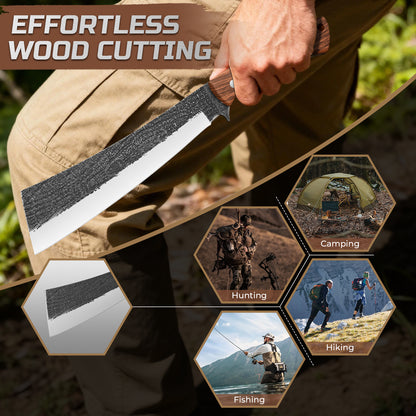 Multifunctional Hand-Forged Household/Camping Knife with Wooden Handle (Suitable for Chopping Wood)