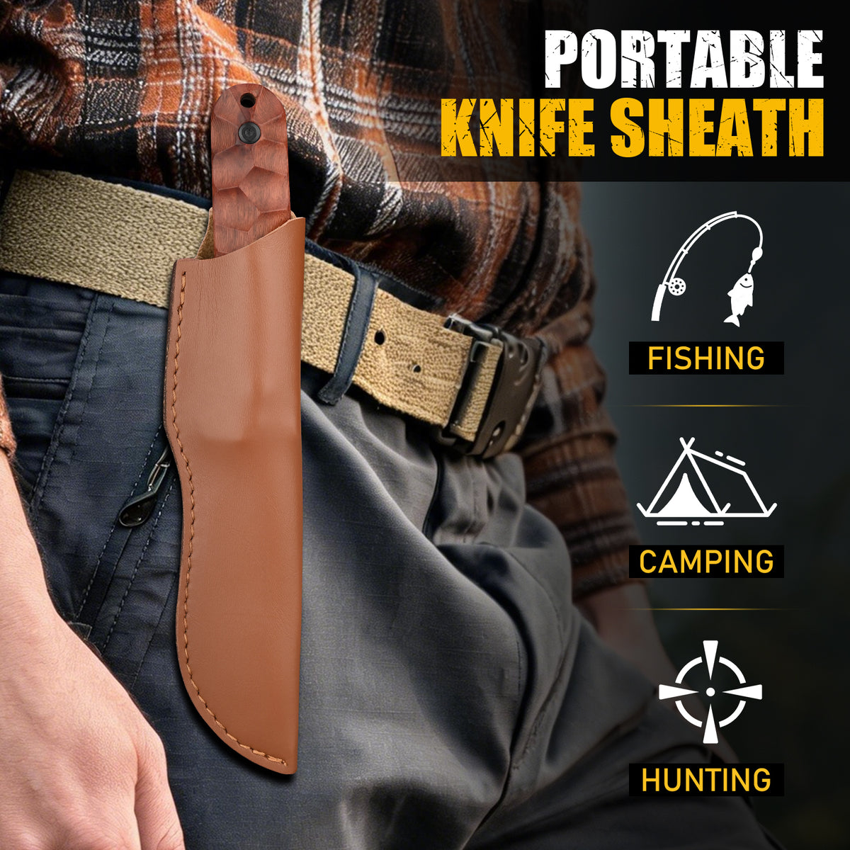 Stainless Steel Straight-Edge Bowie Knife for Outdoor Camping