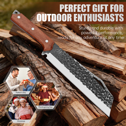 Versatile Household Use Outdoor Knives for Camping Straight Hand-Forged Axe for Chopping Firewood Wood Handle