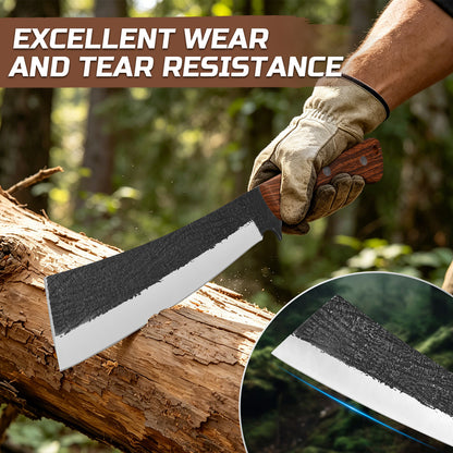 Multifunctional Hand-Forged Household/Camping Knife with Wooden Handle (Suitable for Chopping Wood)