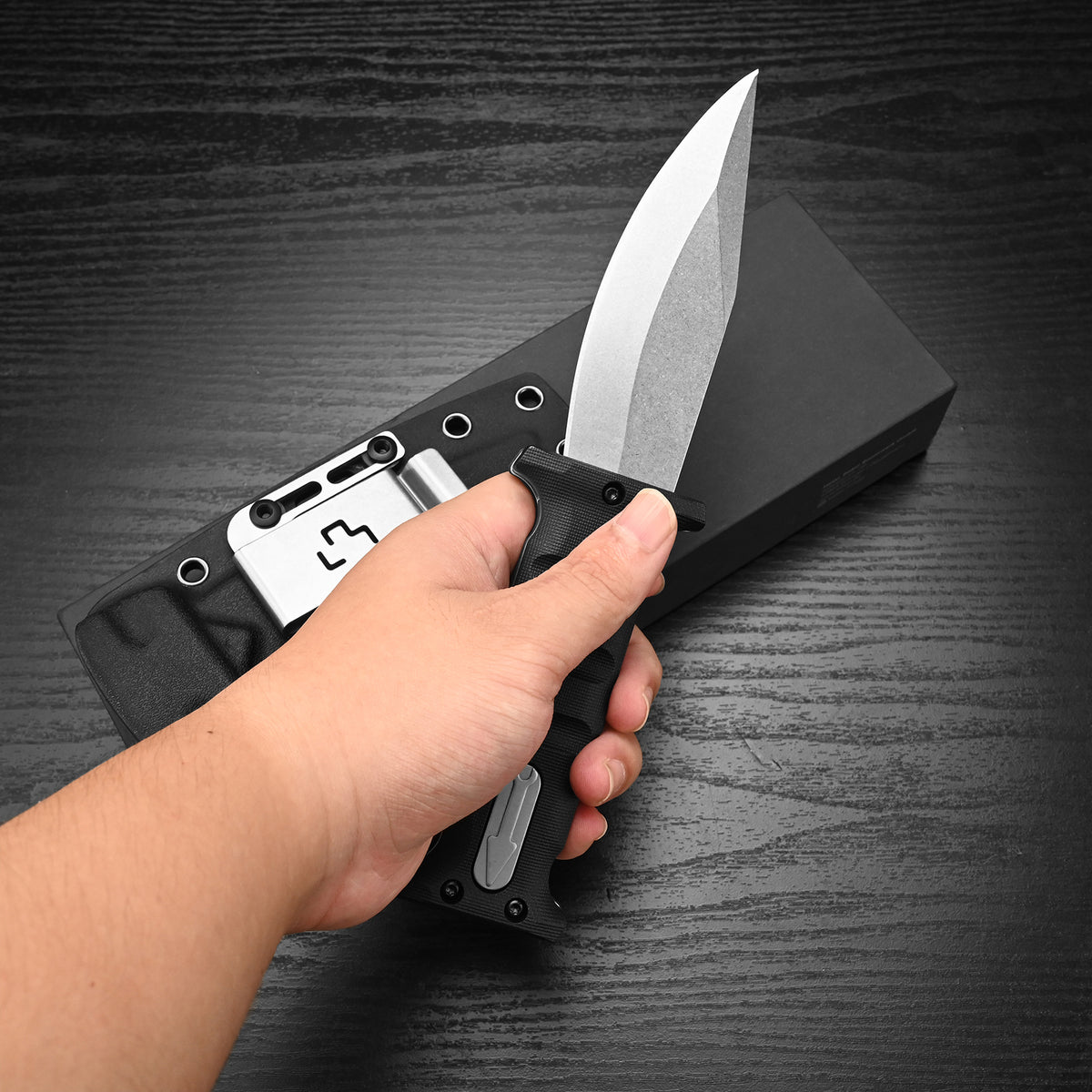 D2 steel camping telescopic knife, high-quality DIY TPE handle.