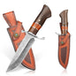 Hunting jungle knife with wooden handle, camping fixed blade, camping knife
