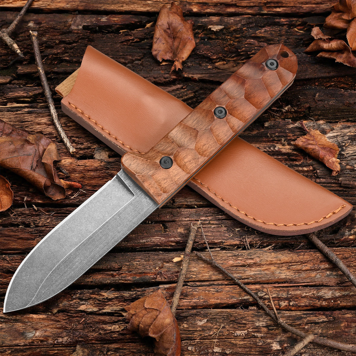 Stainless Steel Straight-Edge Bowie Knife for Outdoor Camping