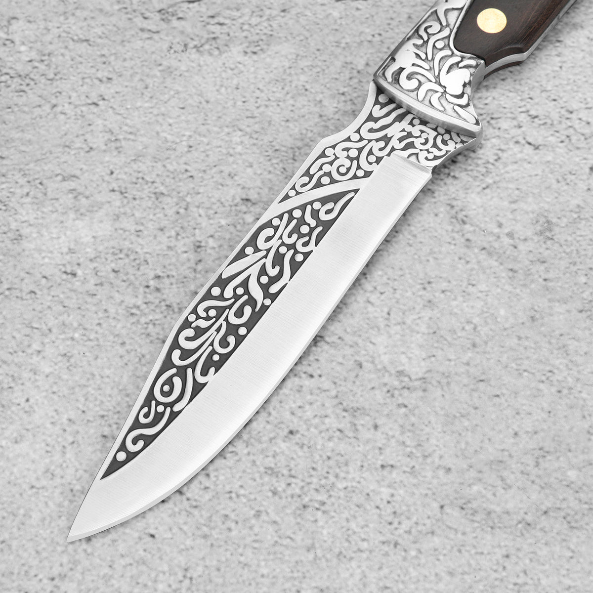 Classic wooden handle, stainless steel fixed blade outdoor survival hunting knife set, suitable for DIY and OEM customization.