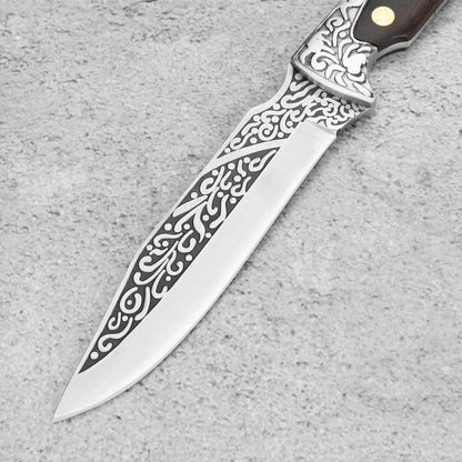Classic wooden handle, stainless steel fixed blade outdoor survival hunting knife set, suitable for DIY and OEM customization.