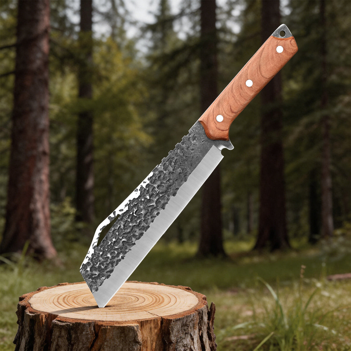 Versatile Household Use Outdoor Knives for Camping Straight Hand-Forged Axe for Chopping Firewood Wood Handle