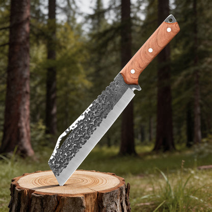 Multifunctional Hand-Forged Household/Camping Knife with Wooden Handle (Suitable for Chopping Wood)